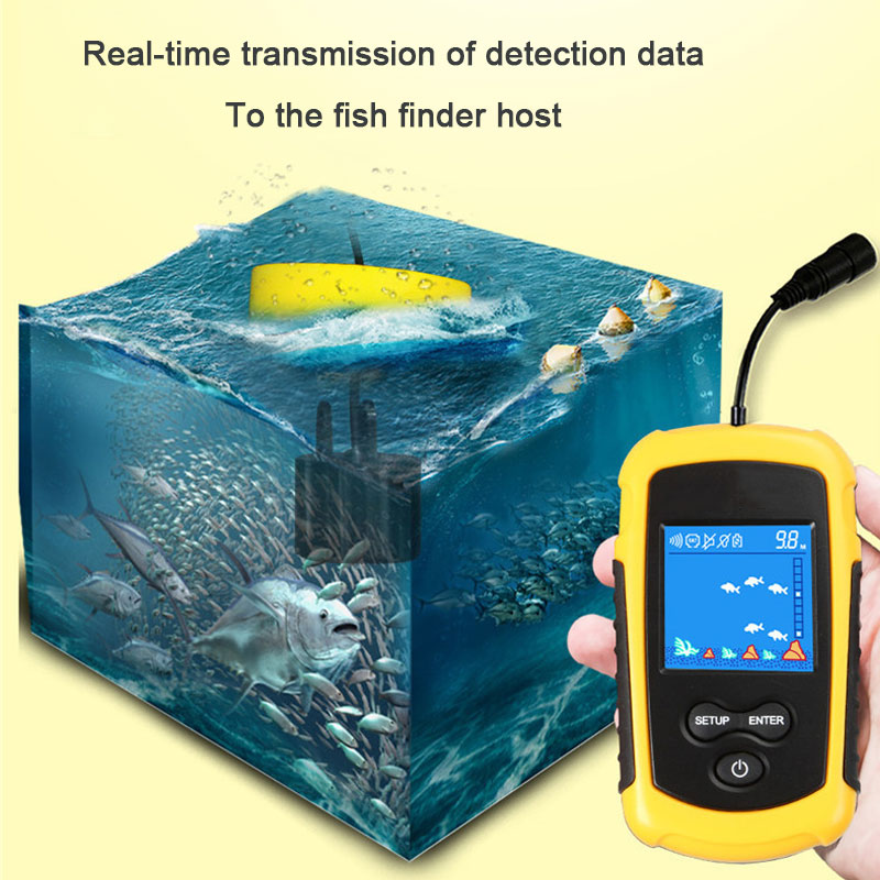 100 متر السلكية شاشة ملونة الم - مراجعة Fish Finder Cable وسعره