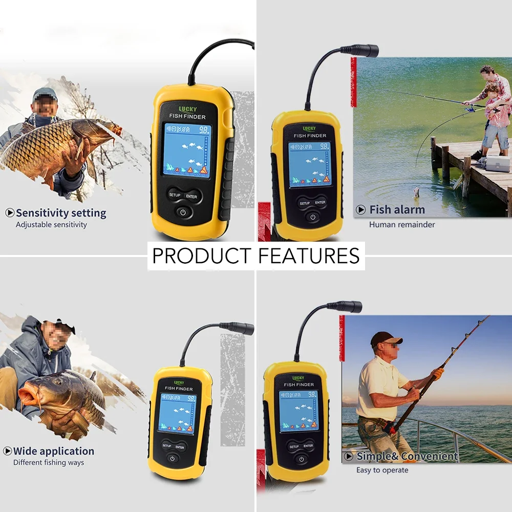 محظوظ LCD شاشة ملونة المحمولة  - مراجعة Fish Finder Cable وسعره